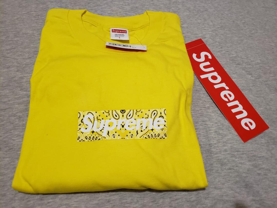 高質で安価Supreme - Bandana Box Logo Tee 黄 Lの通販 by シュプ ...