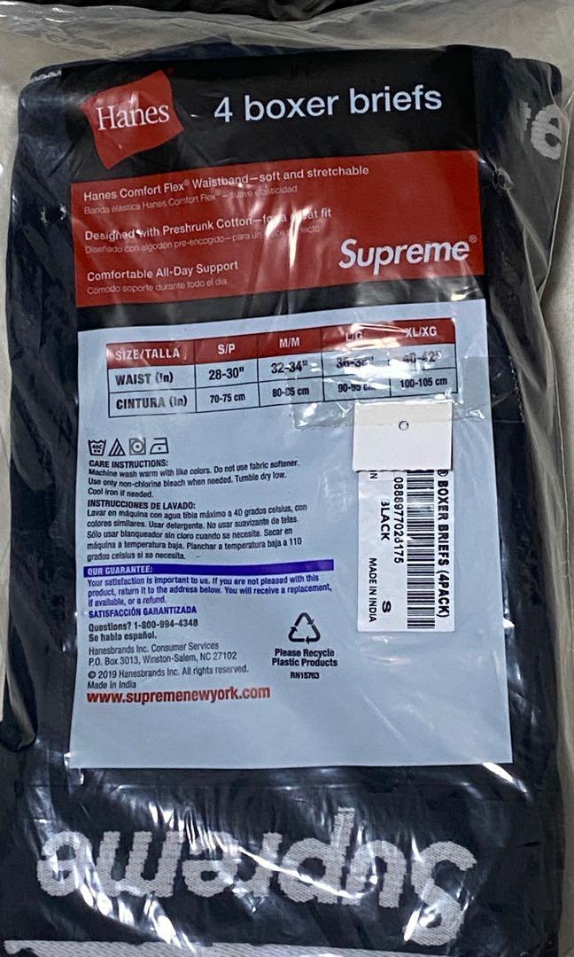 Supreme Mens X Hanes Boxer Brief (4pack) Black 