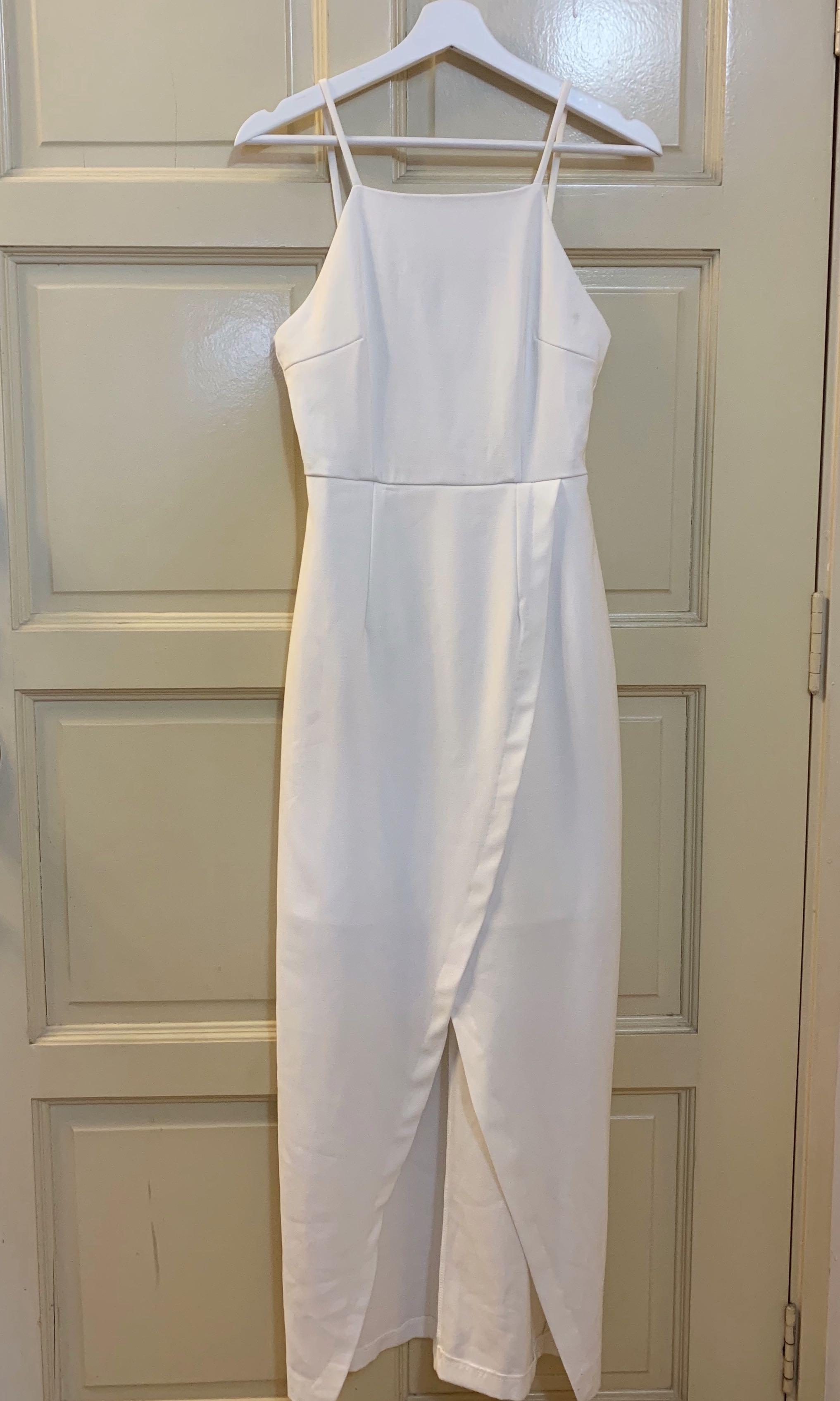 white maxi slit dress