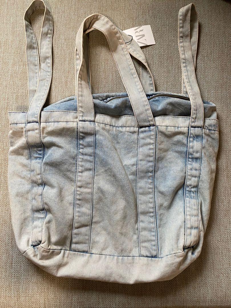 NWT ZARA denim tote bag, Women's Fashion, Bags & Wallets, Tote Bags on