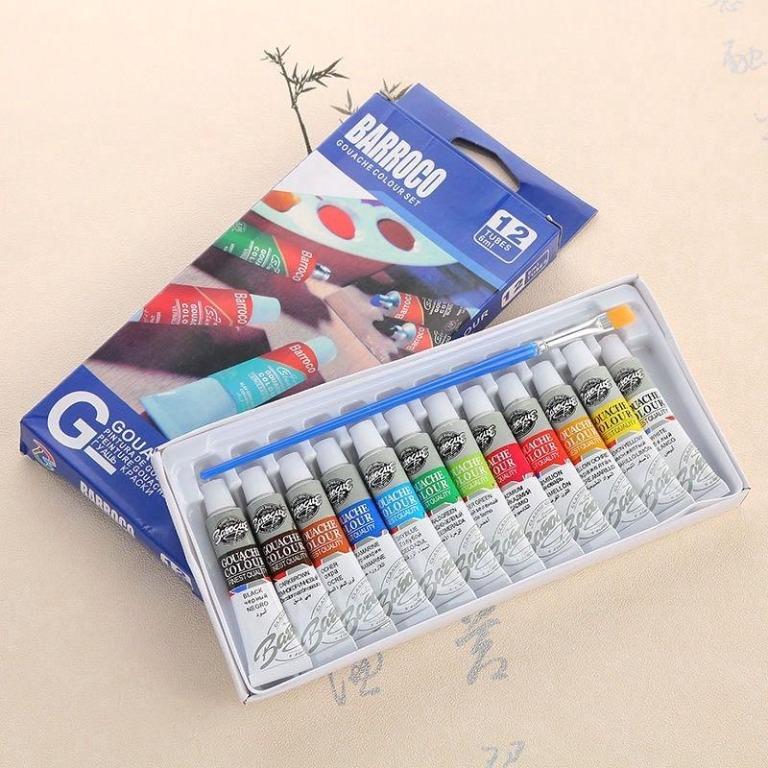 12 Colors Professional Acrylic Paints Set Hand Painted Wall Painting  Textile Paint Brightly Colored Art Supplies Free Brush Gift, Design &  Craft, Craft Supplies & Tools on Carousell