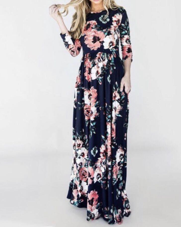 3d floral maxi dress