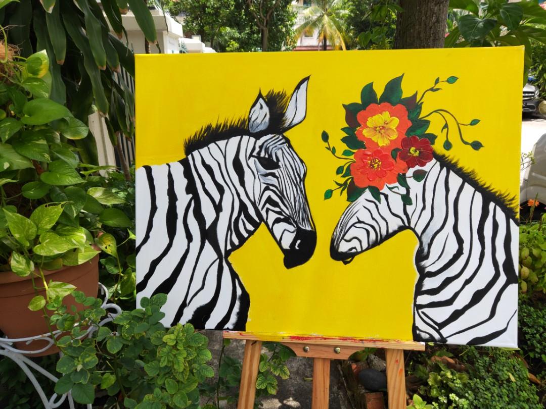 Acrylic And Oil Painting Zebra Design Craft Art Prints On Carousell