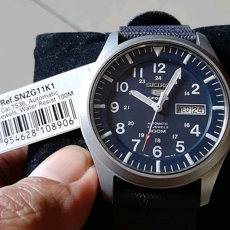 BACK TO CLASSIC Seiko 5 Sports SNZG11K1 SNZG11K SNZG11 SNZG Automatic Blue Nylon Strap Analog Men s Watch