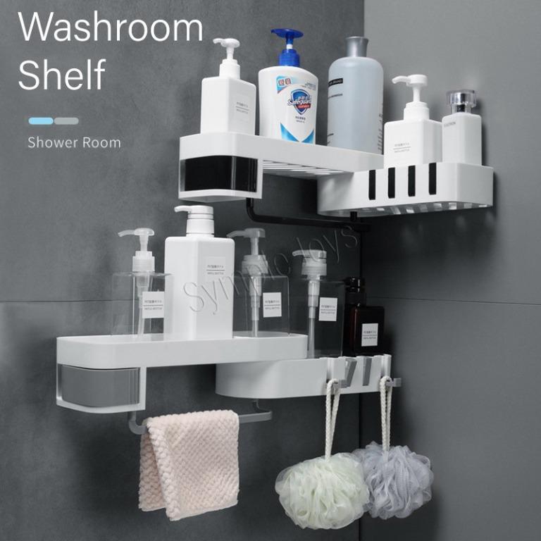 1pc Bathroom Storage Shelf Triangle Free Punch Toilet Corner Rack  Wall-mounted Hand-washing Shower Room Organizer