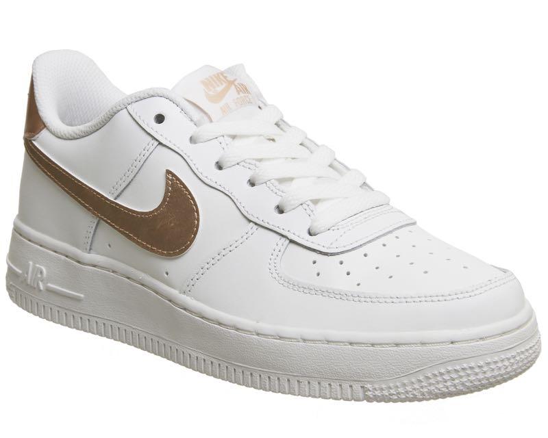 white and rose gold air force ones