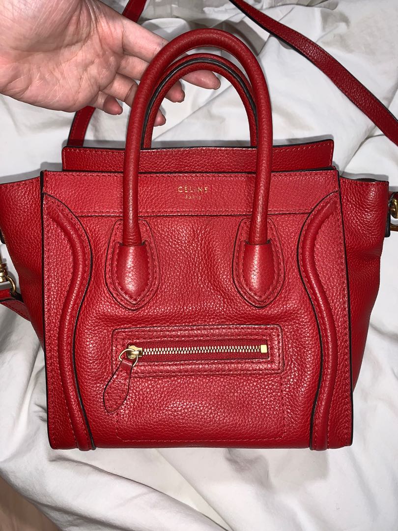 celine nano luggage red
