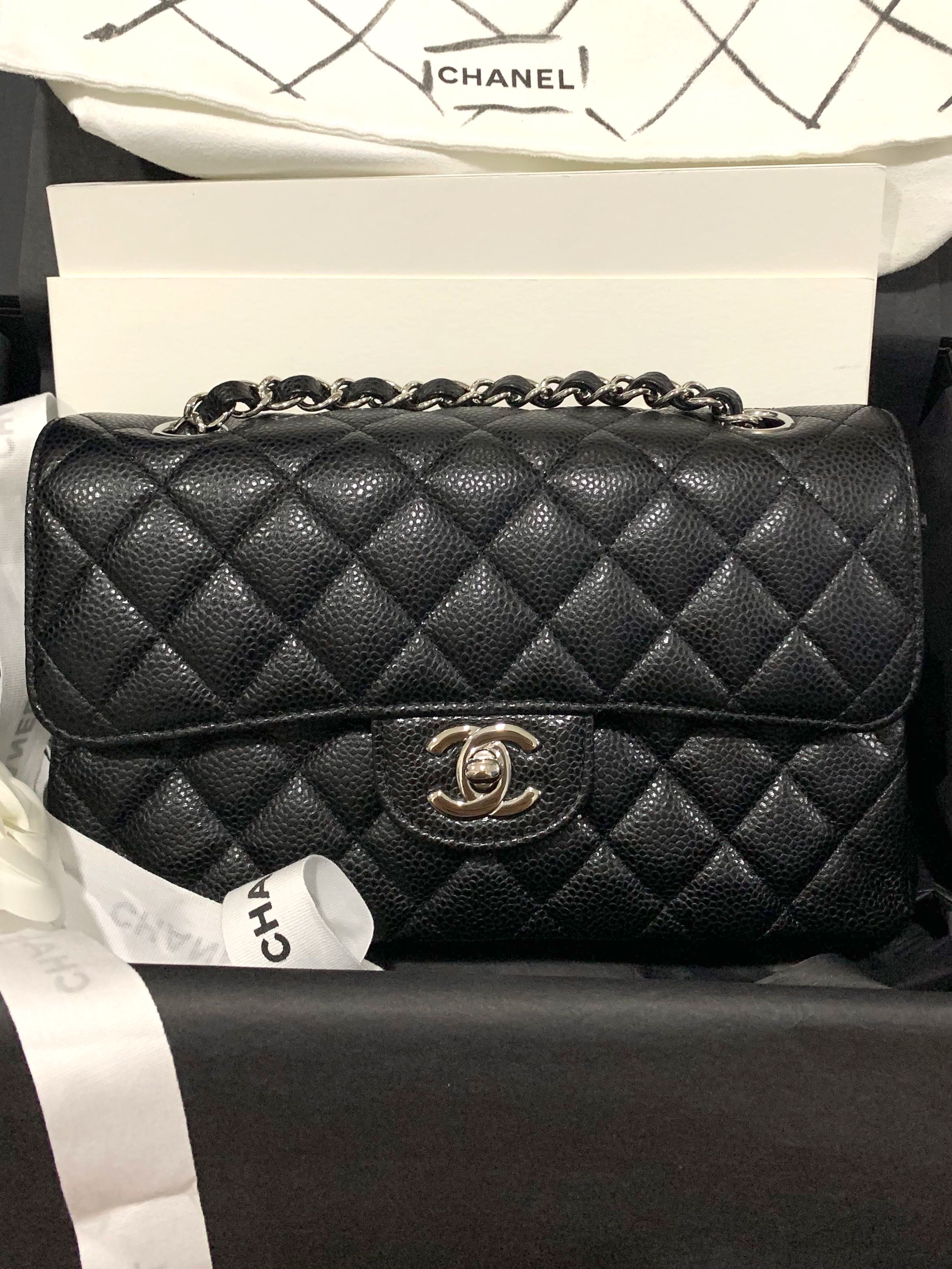 Chanel Caviar Small Classic Flap Silverhardware, Luxury, Bags & Wallets on  Carousell