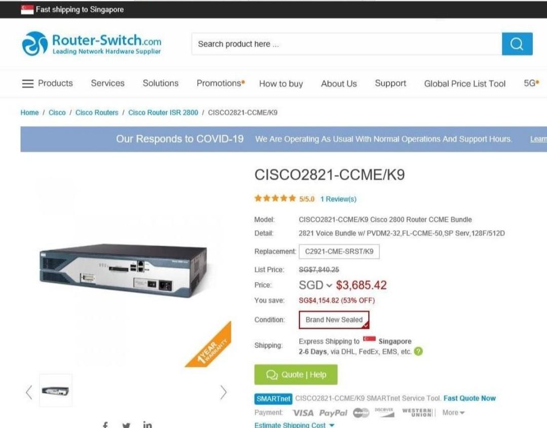 Cisco 2800 series integrated router - Cisco 2811-SEC/K9 Cisco2821-CCME ...