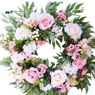 Door Wreath Rose Artificial Flower Wreaths Door Garland For Wedding Decor