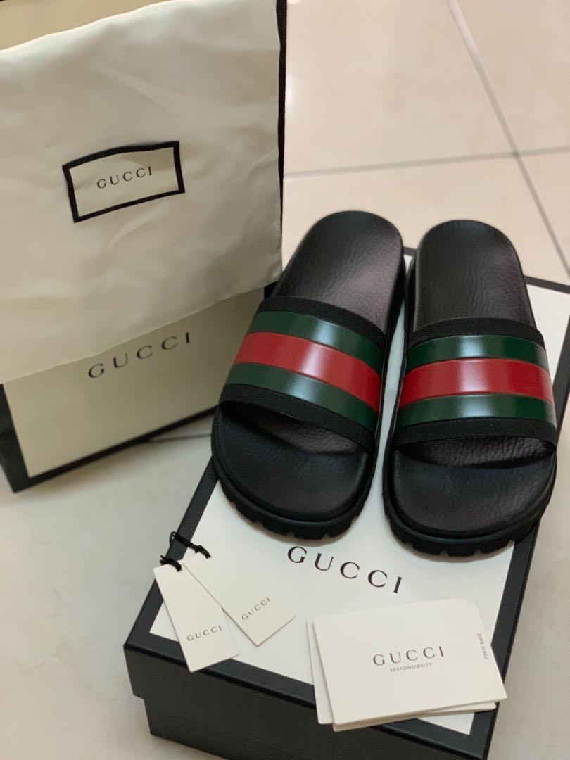 Gucci Slide Sandal Authenthic, Men's Fashion, Footwear, Slippers ...