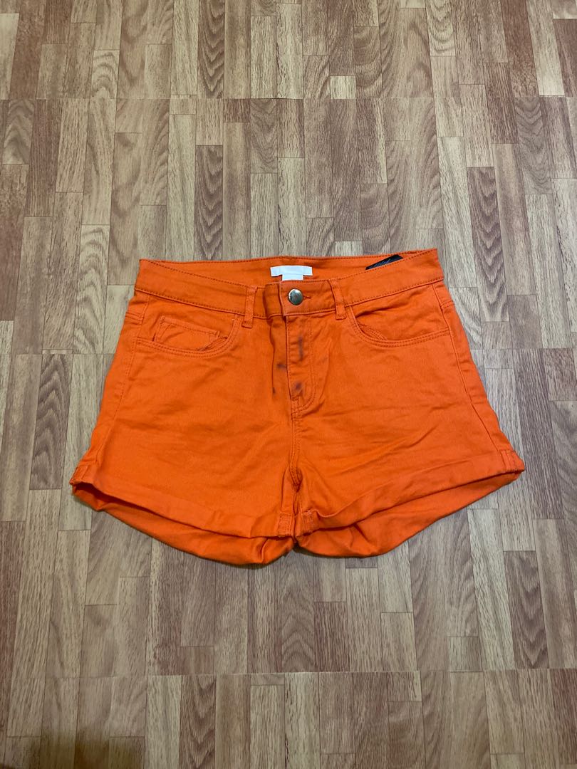 Orange jean shorts Clearance