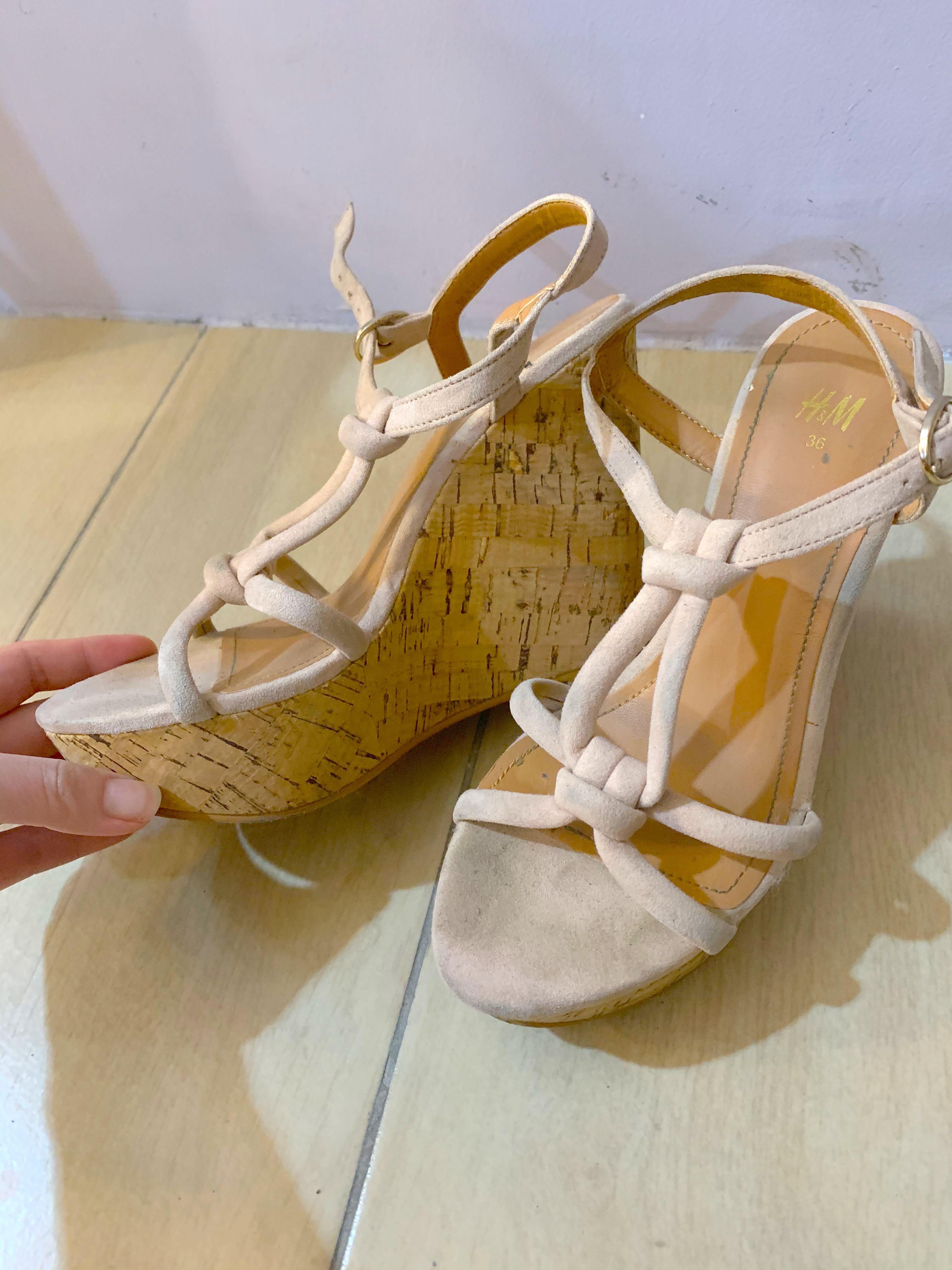 H M Wedge Heels in Blush Pink Women s Fashion Footwear Heels on Carousell