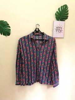 Kemeja corak bunga korea cakep