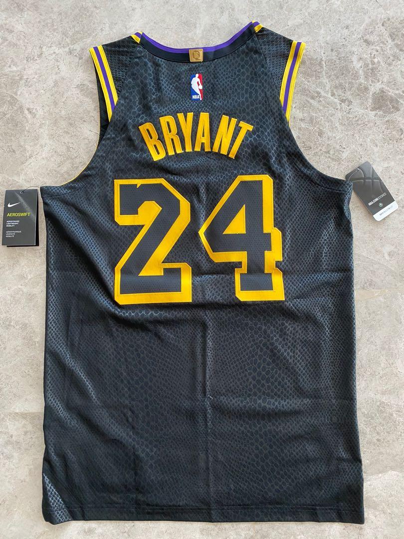 Kobe Bryant #24 Lakers City Edition Lore Series BLACK MAMBA! NWT & WISH  patch