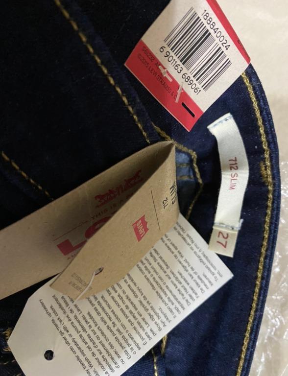 Levi s 712 Slim Mid Rise Jeans Size W27 L32 Dark Blue Women s