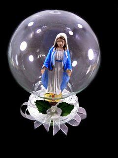 MARY IN CLEAR GLASS DOME- MAMA MARY Catholic Decor for Home Altar Table