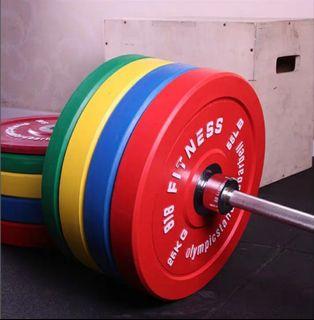olympic bar and bumper plates for sale