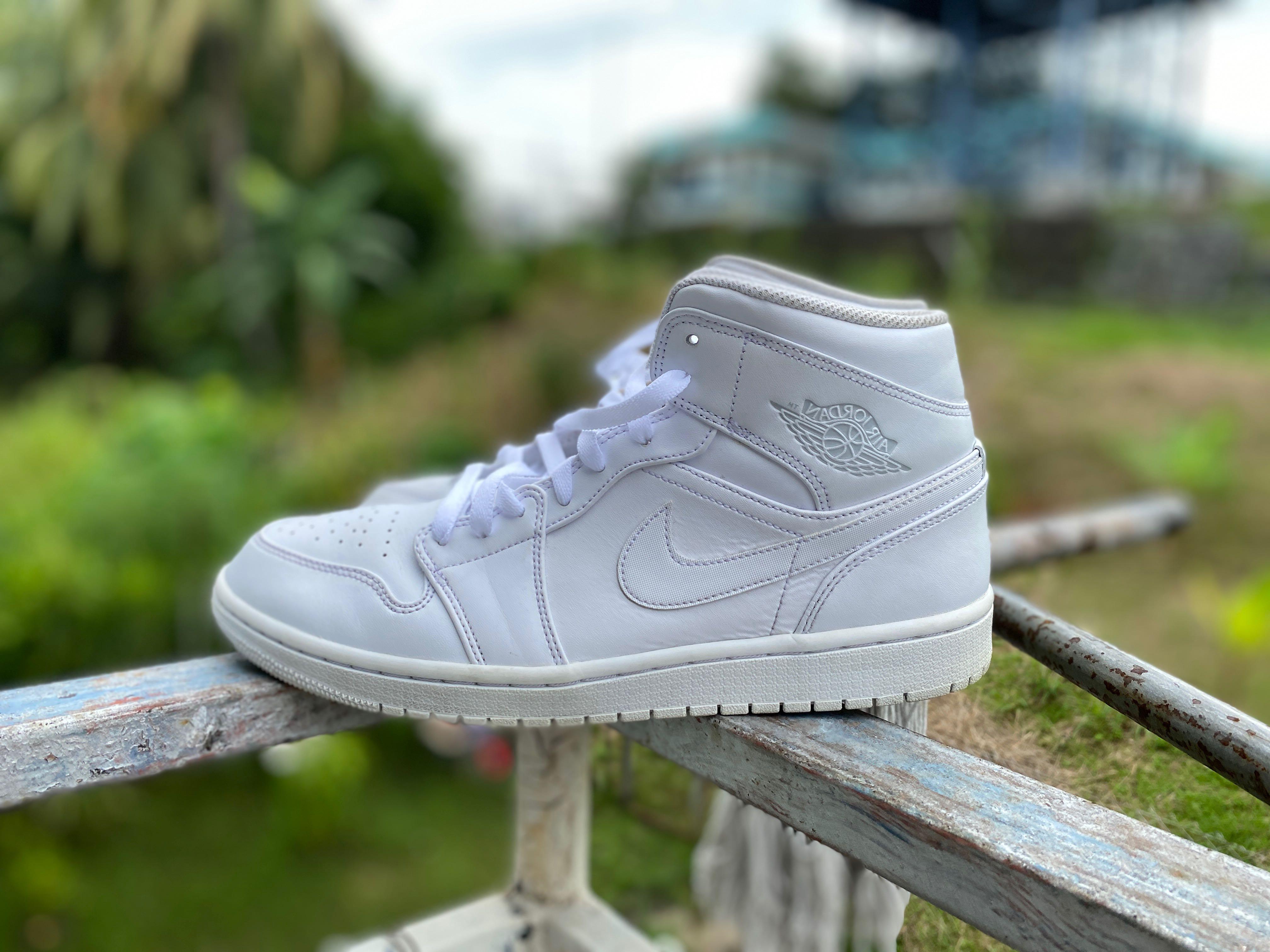 Ori Air Jordan 1 mid triple white Men s Fashion Footwear