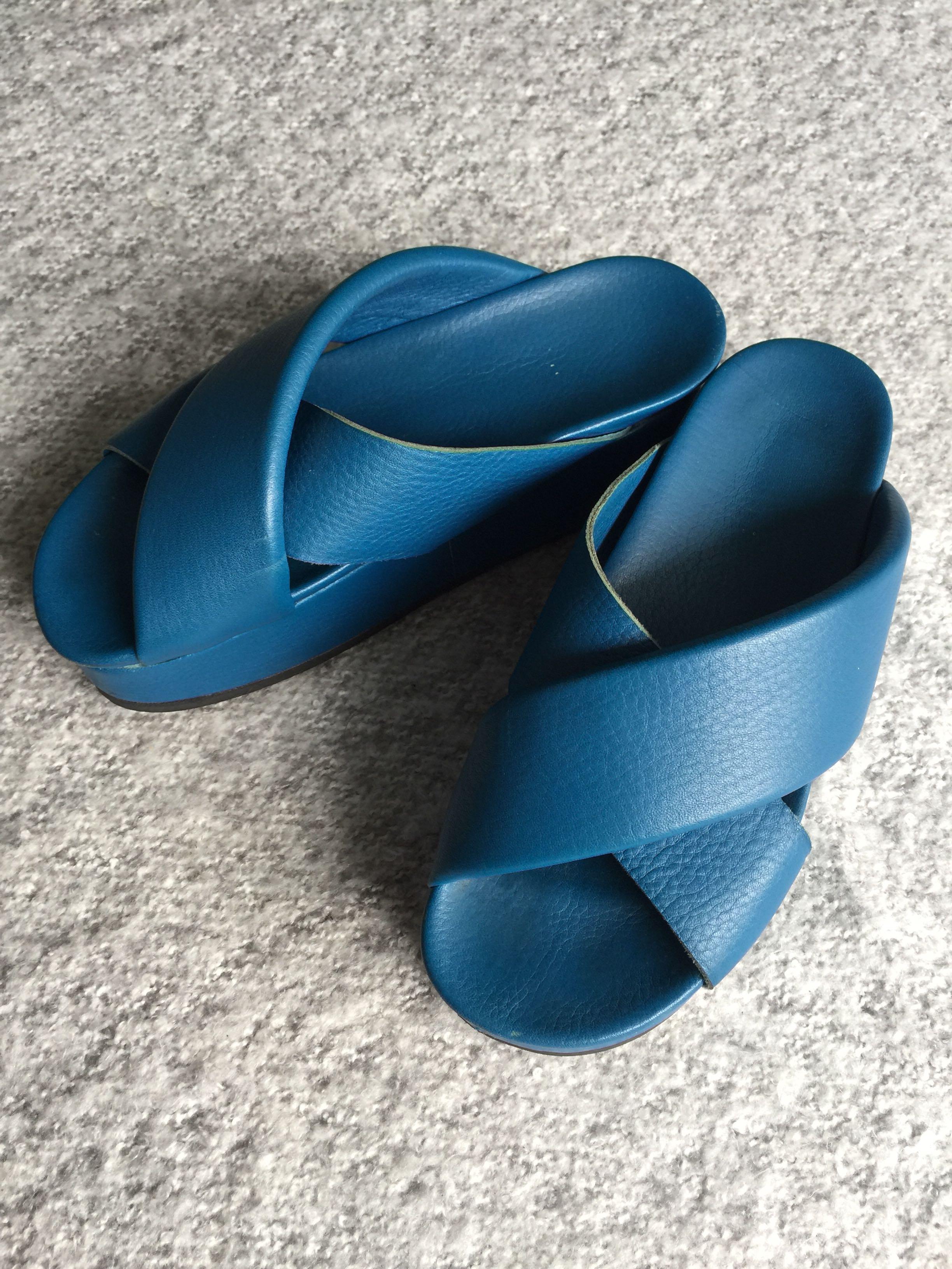 blue platform shoes