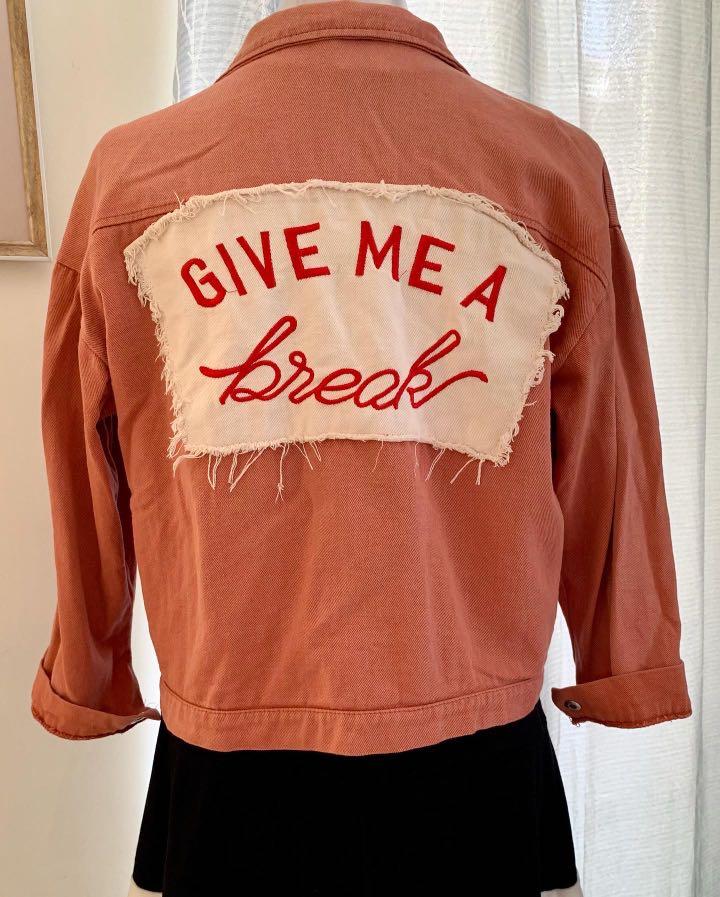Rust colored denim jacket top