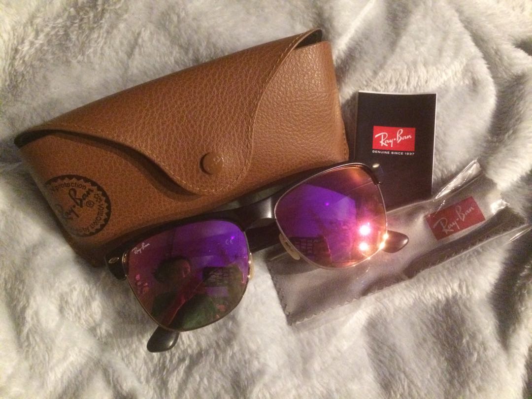Ray Ban Clubmaster mirror in Orange Pink Luxury Accessories on