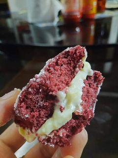 RED velvet crinkles with creamcheese frosting