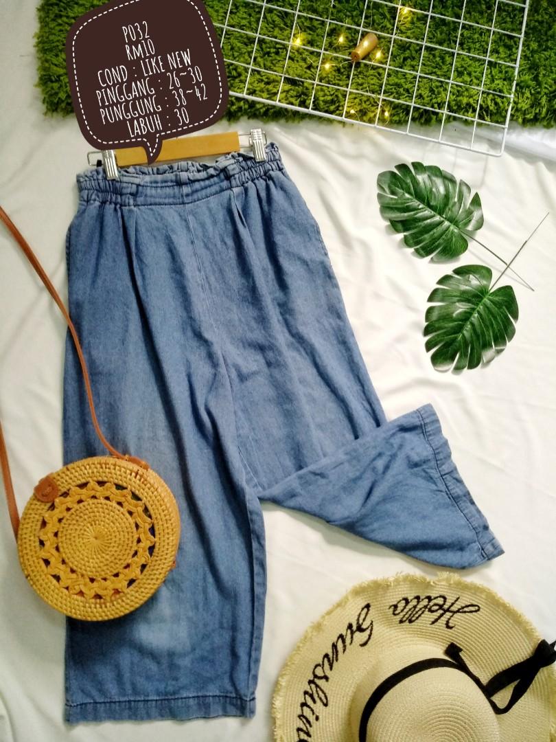 SELUAR JEANS PEREMPUAN MURAH GETAH PLUS SIZE BESAR LONG PANTS