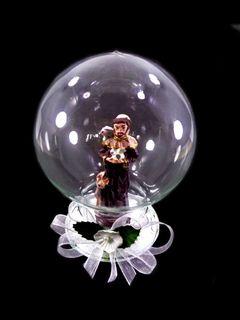 ST. ANTHONY IN CLEAR GLASS DOME- ST. ANTHONY OF PADUE Catholic Decor for Home Altar Table