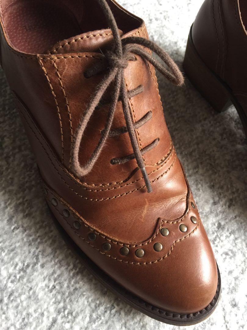 TOPSHOP Brown Leather Studded Brogues Size 38 Women s Fashion Footwear Loafers on Carousell