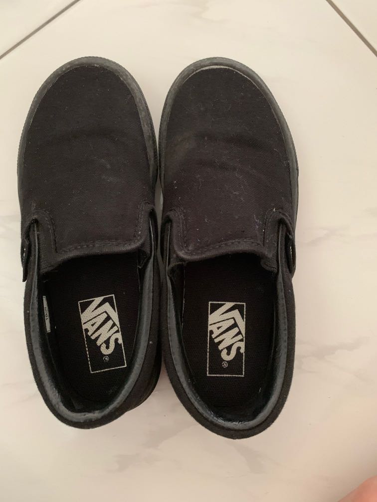 Vans Full Black Slip On, Men's Fashion 