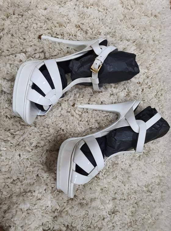 White ysl tribute heels outlet