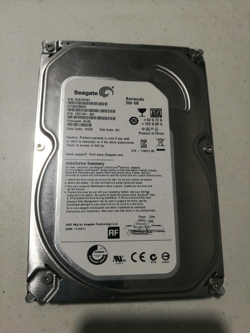 500GB Seagate 3.5 inch Sata HDD (Category: Hard Disks & Thumbdrives) located in Muntinlupa City. Submitted by br_shred (Listing ID 1038980675, Image 1). Description: used seagate barracuda 3.5 inch sata hard disk drive. in good working condition..
