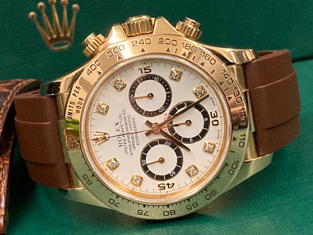 95%新Rolex 16518 黃金皮帶款熊貓面倒6 石字DAYTONA N頭, 名牌, 手錶 
