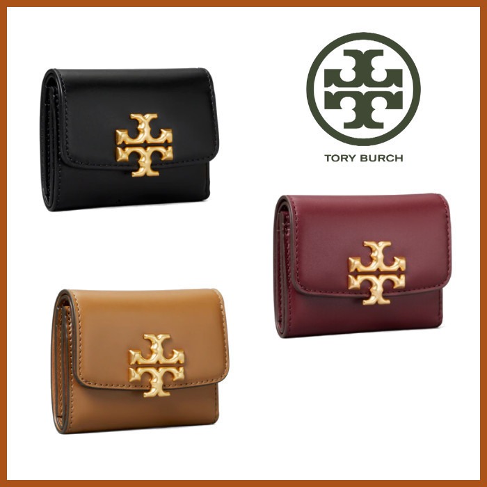 美國Tory Burch Eleanor 光面皮革三折短夾-三色8*2.5*8, 她的時尚, 包