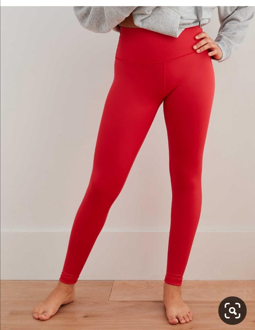 Aerie Red Chill Play Move Leggings with Pocket, Size M, Women's