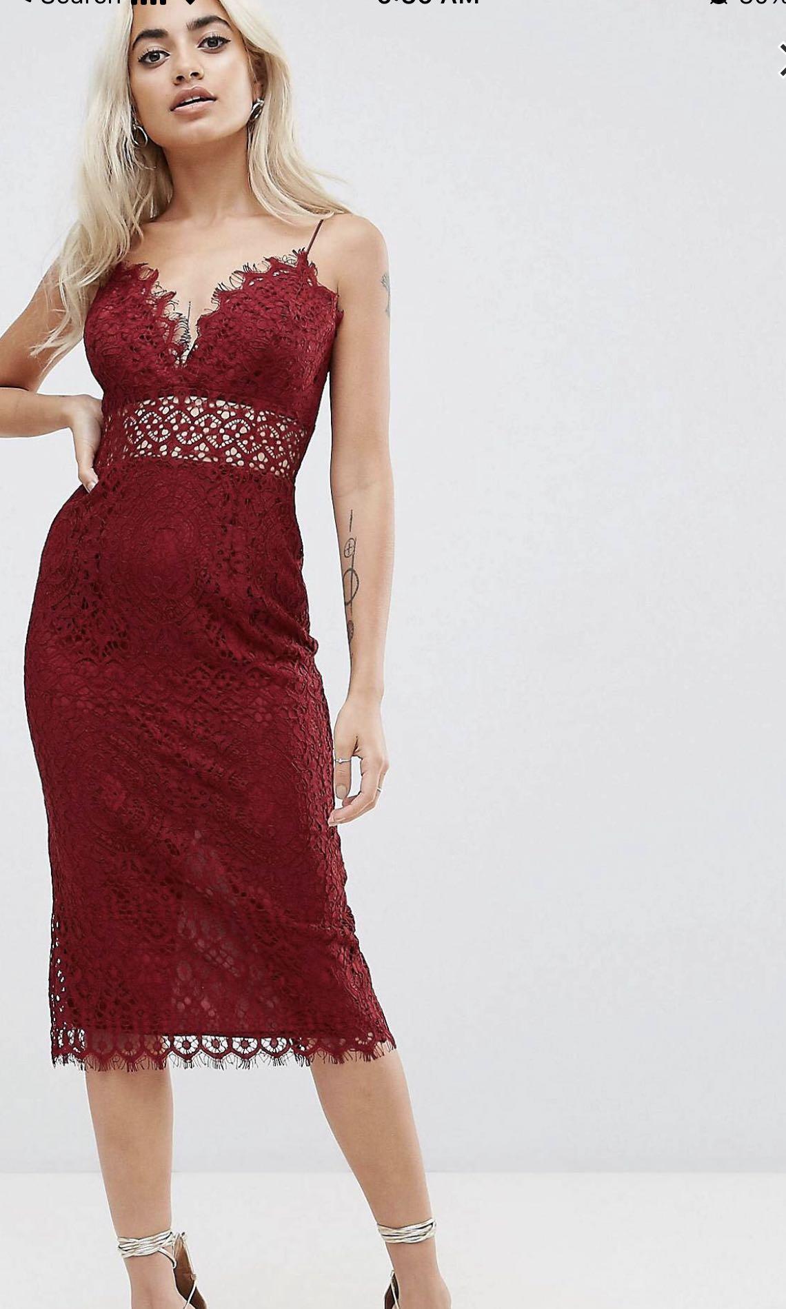 red lace cami dress