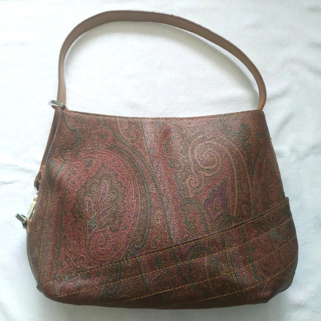 Authentic ETRO vintage paisley coated canvas shoulder bag, Luxury, Bags   Wallets on Carousell