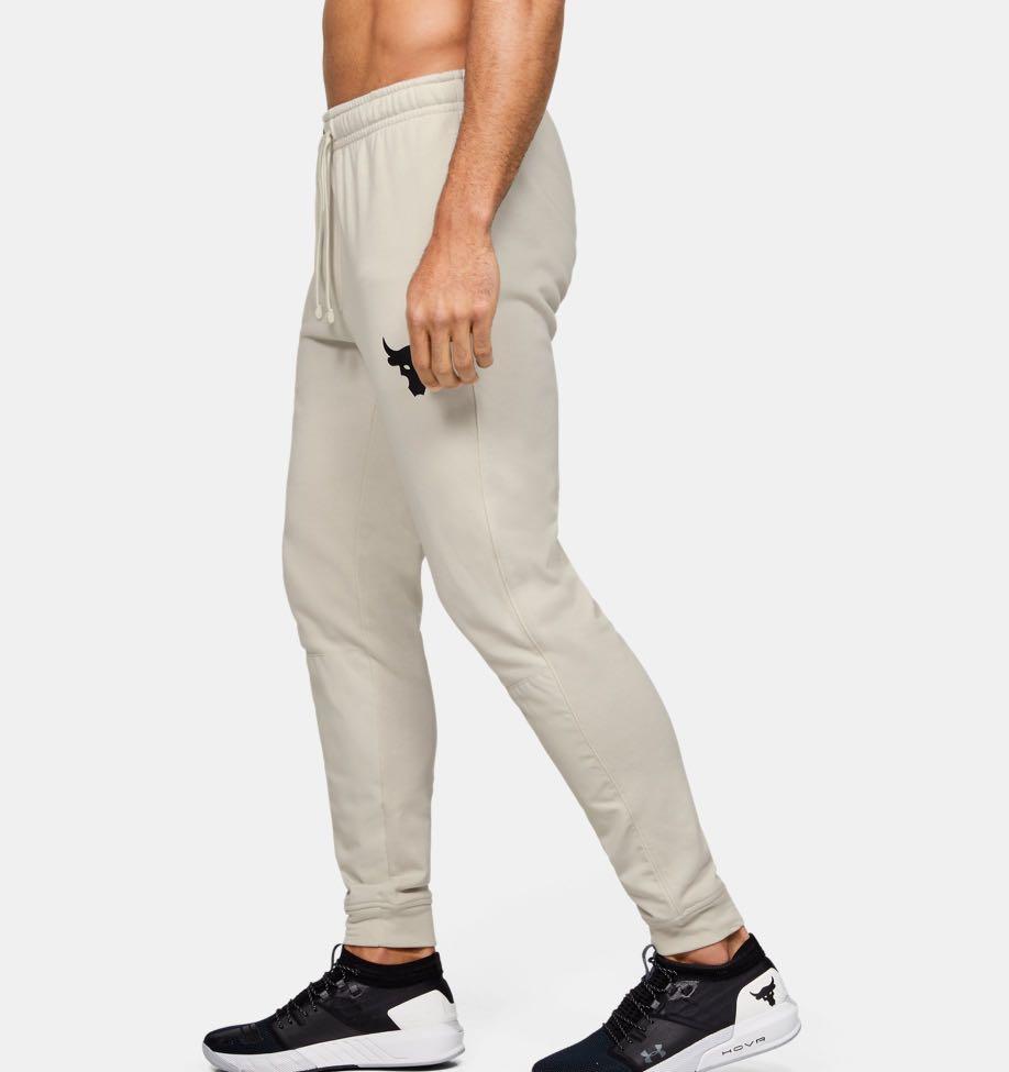 BNWT UNDER ARMOUR Men s Project Rock Terry Joggers Pants in White