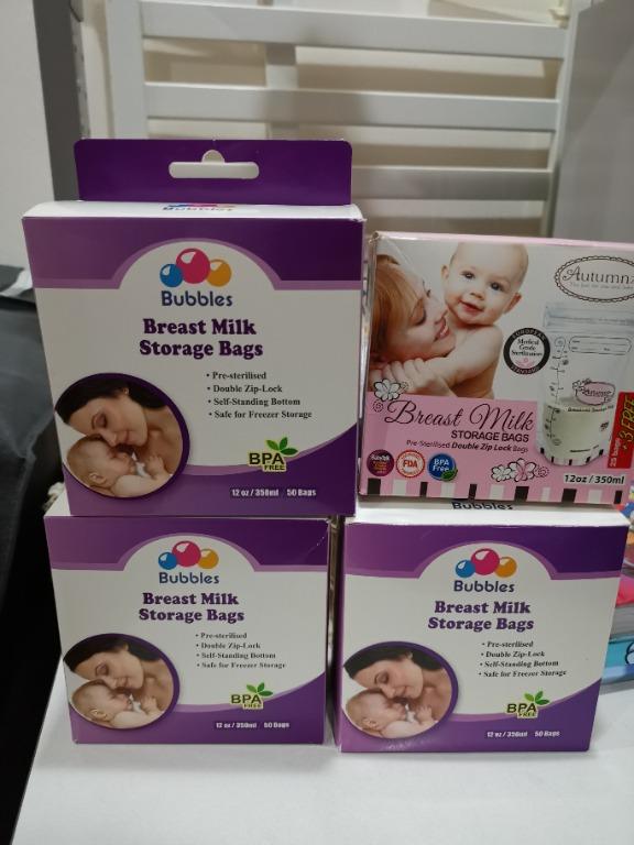 Bubbles Double Zip Lock Breast Milk Storage Bags 12oz 50 Bags Babies Kids Nursing Feeding On Carousell