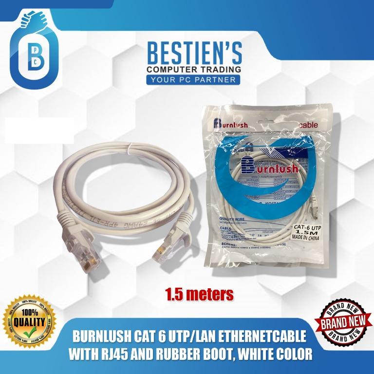BURNLUSH CAT 6 UTP/ LAN ETHERNET CABLE with RJ45 and Rubber Boot 