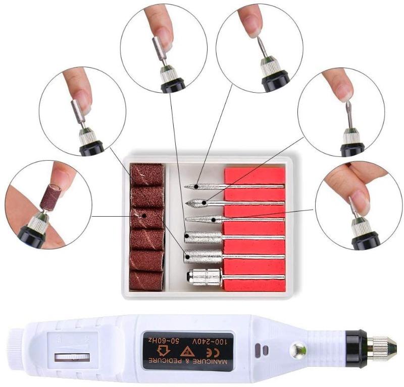 Diida Electric Nail Files Manicure Set Electric Acrylic Nail Gel Polish Remover Pedicure Kit With 50pcs Sand Rings White Electronics Others On Carousell
