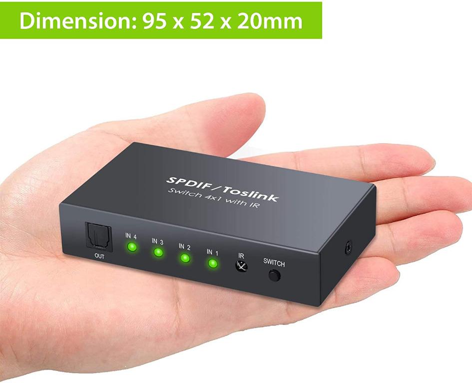 Linkfor 4 Ports Spdif Toslink Switch Box 4x1 Digital Optical Audio Switcher 4 In 1 Out Optical Hub Optical Switch With Remote Control Supports Pcm2 0 Dts Dolby Ac3 Compatible With Ps3 Ps4 Hdtv