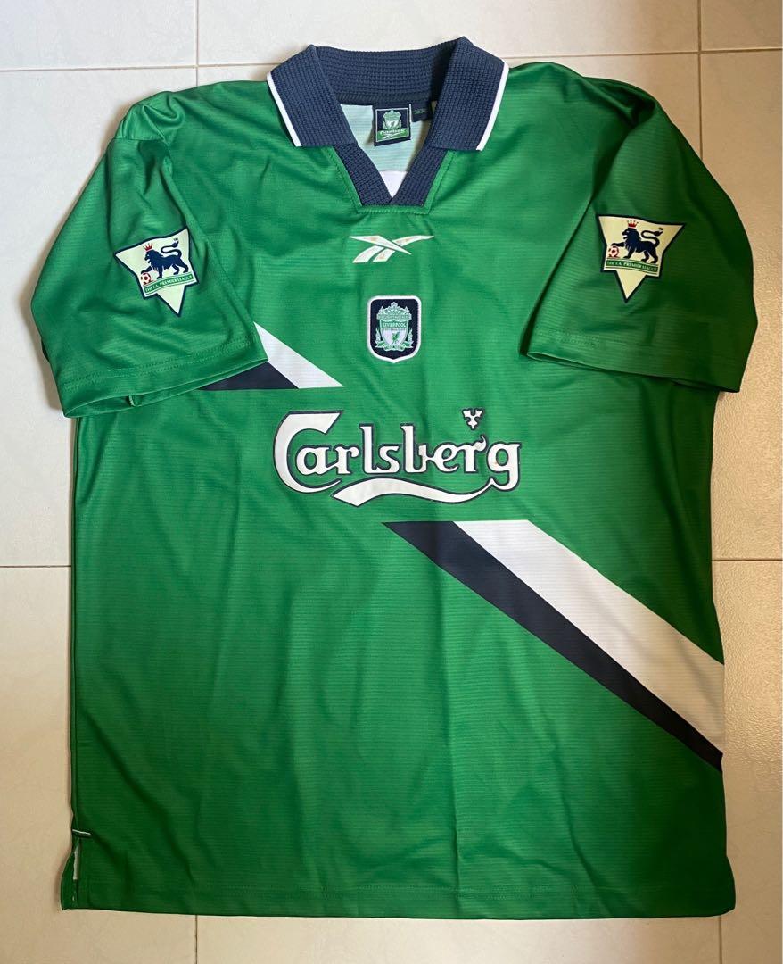 Liverpool Away Jersey 1999 2000 Green Reebok Carlsberg Men Size 38 40