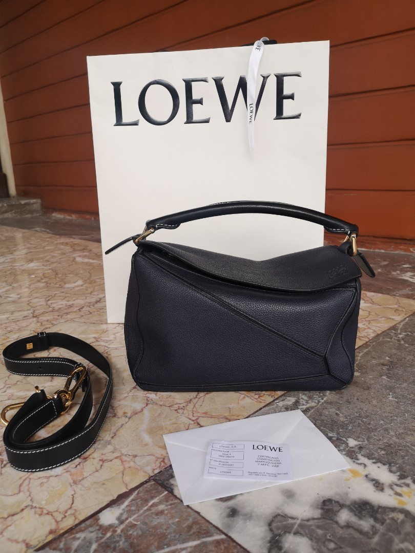 Loewe - Small Puzzle Midnight Blue & Black Shoulder Bag