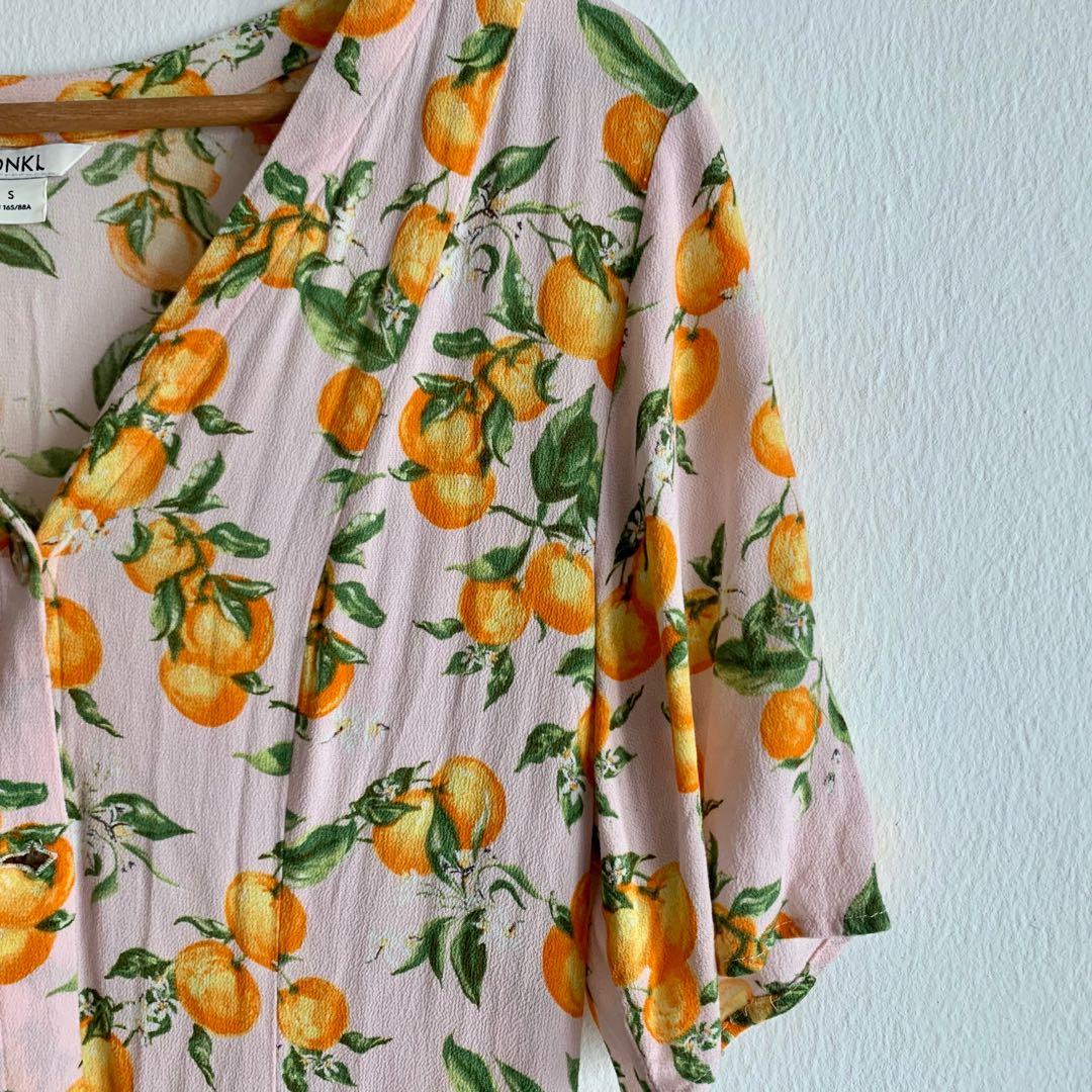 MONKI Orange Printed Dress