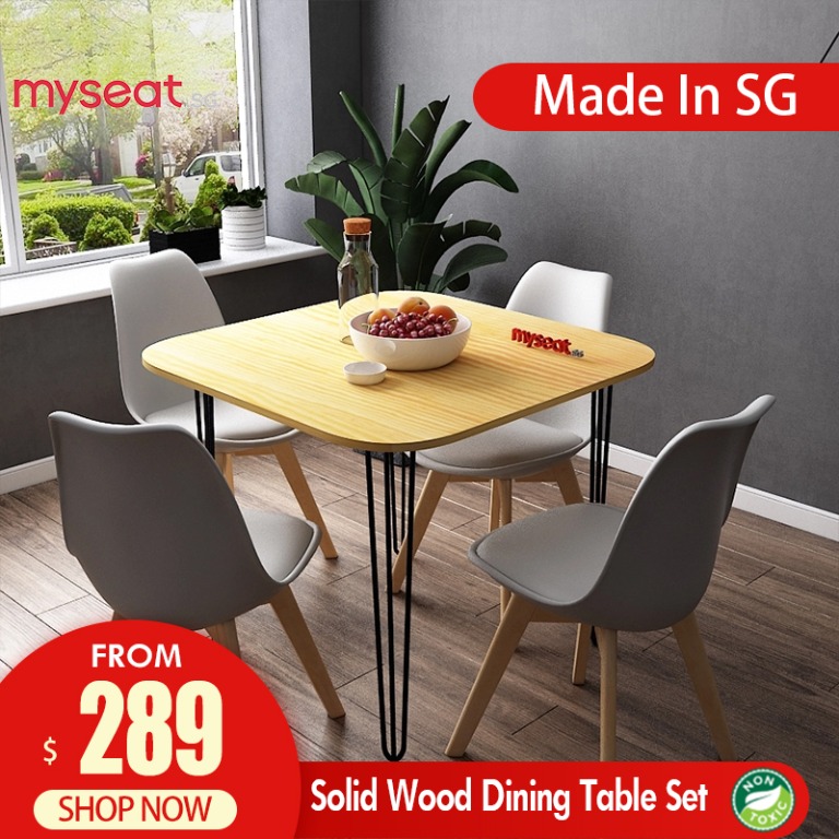 Myseat Sg Chuck Solid Wood Dining Table Set Furniture Tables Chairs On Carousell