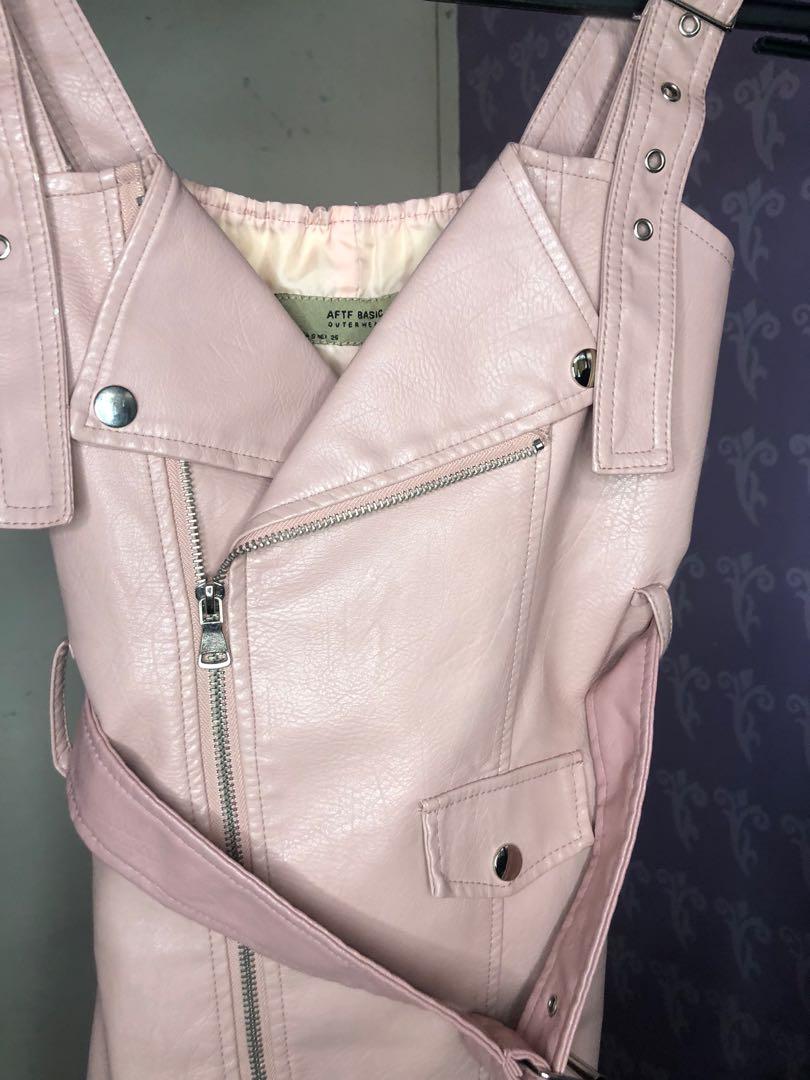 pink leather dress
