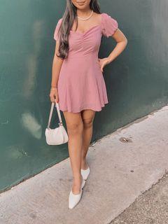 Pink Puffy Sleeve Dress