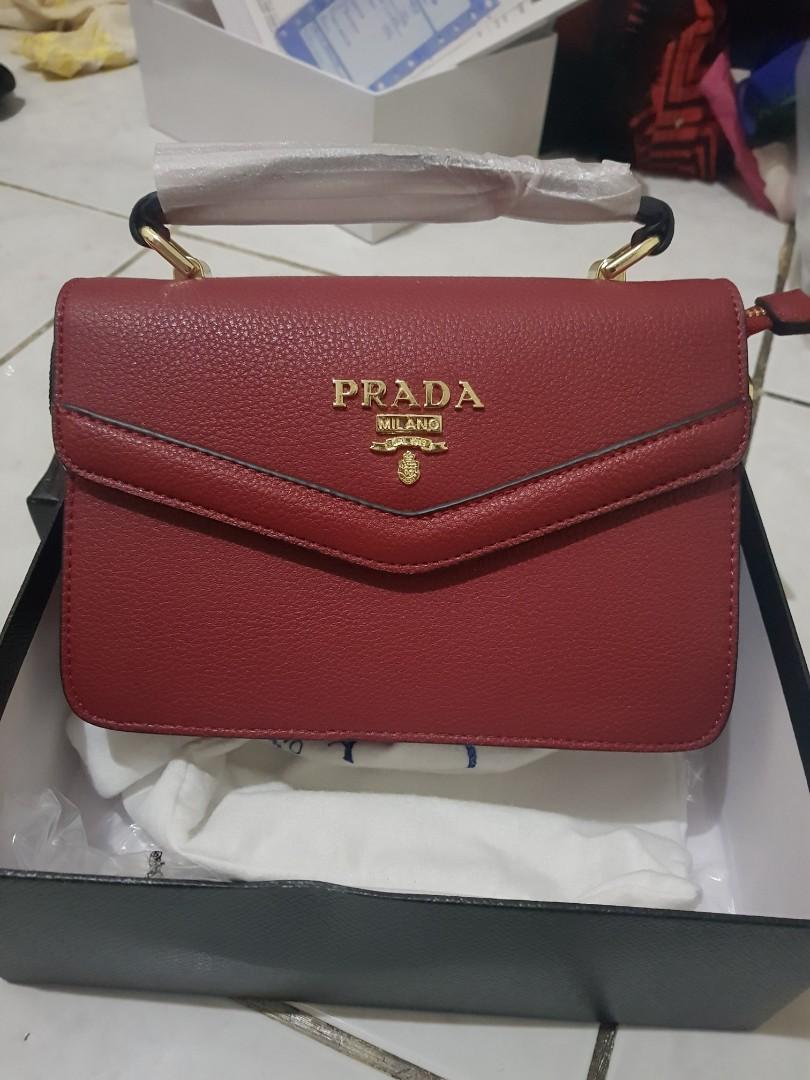 Prada Red Handbag/Sling Bag, Luxury 